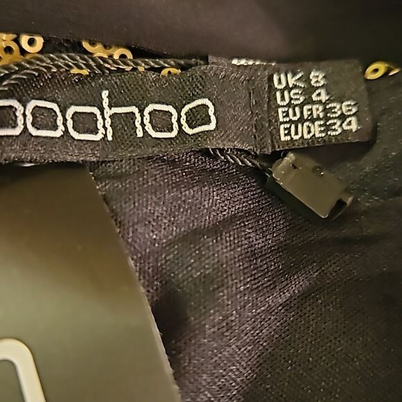 NWT Boohoo Black & Gold maxi dress size 4 - Picture 10 of 15